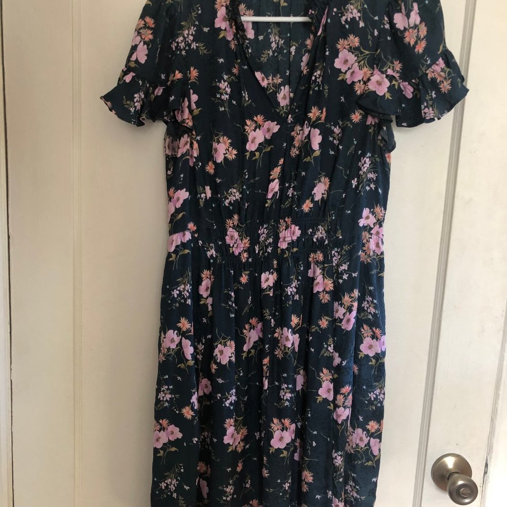 Rebecca Taylor Short Sleeve Floral Silk Dress With Pockets!